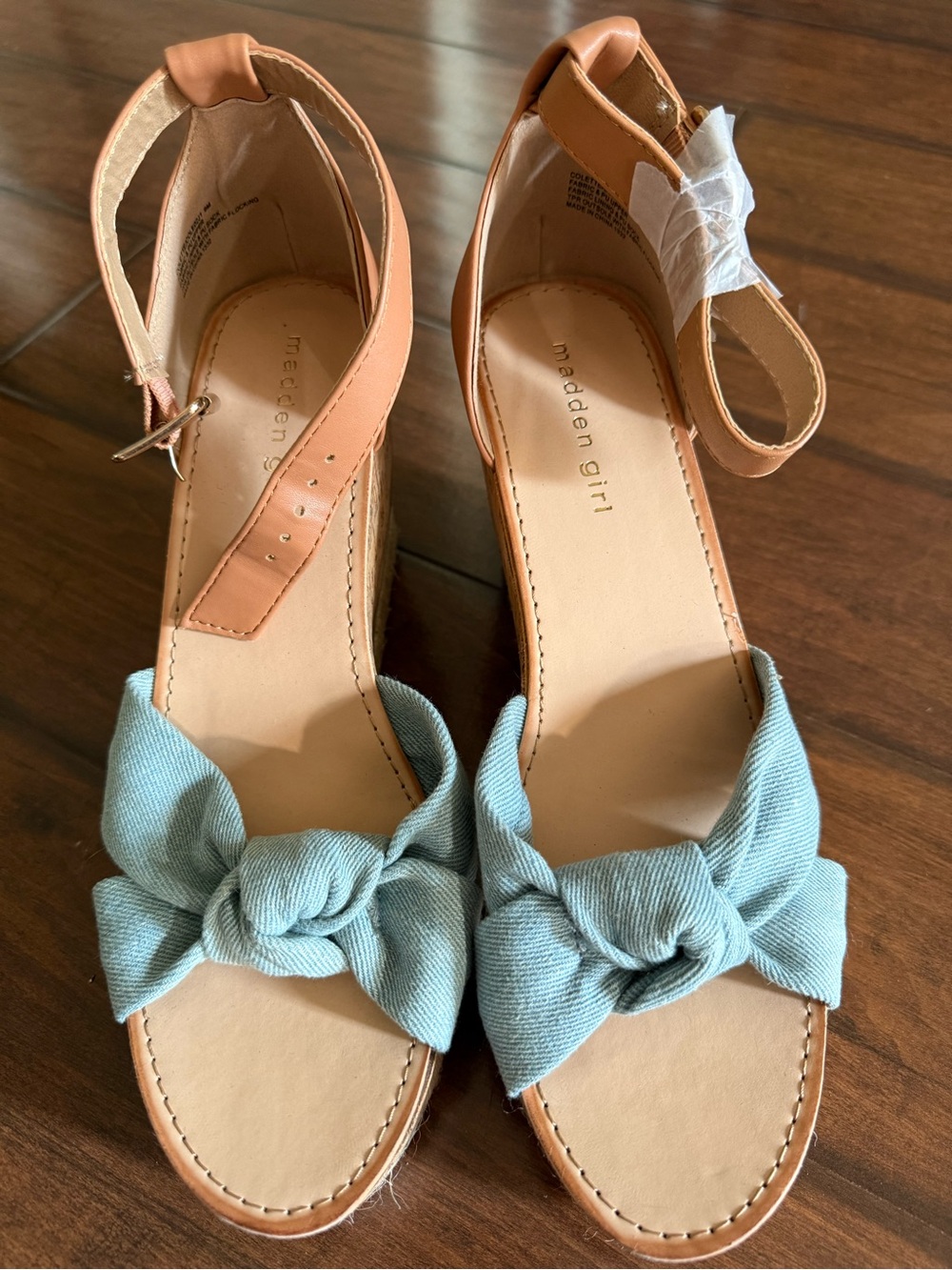 Madden Girl Wedge Sandals with Chambray Knot - Size 9